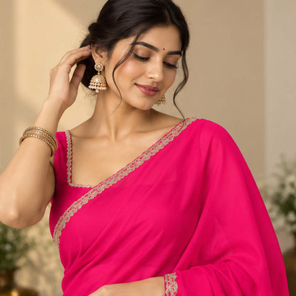 Solid/Plain Bollywood Georgette Saree