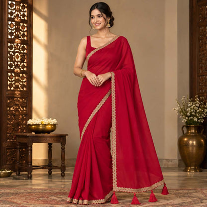 Solid/Plain Bollywood Georgette Saree