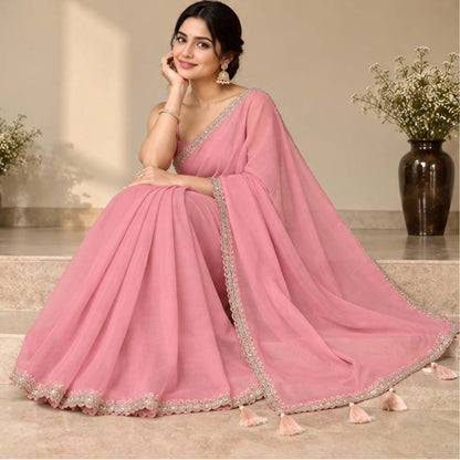 Solid/Plain Bollywood Georgette Saree