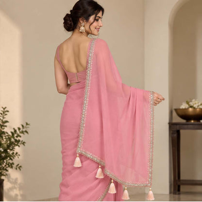 Solid/Plain Bollywood Georgette Saree